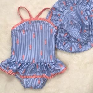 Gymboree Seahorse swimsuit with matching hat